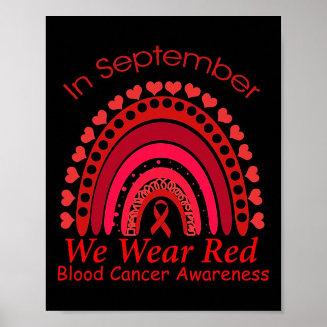 Regnbåge i september bär vi rött blodcancer medvet poster (Framsidan)