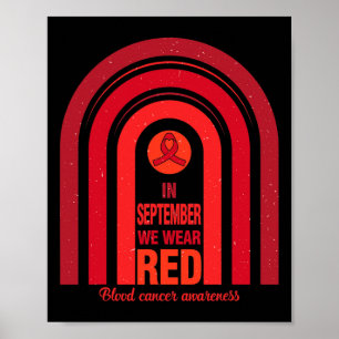 Regnbåge I September Vi Bär Rött Blodcancer Medvet Poster