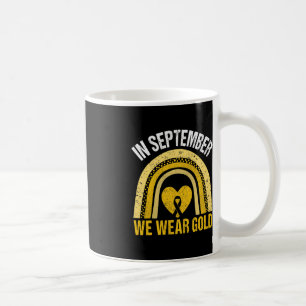 Regnbåge i september vi Bära Guld barncancer Kaffemugg