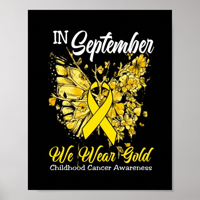 Regnbåge i september vi Bära Guld barncancer Poster (Framsidan)