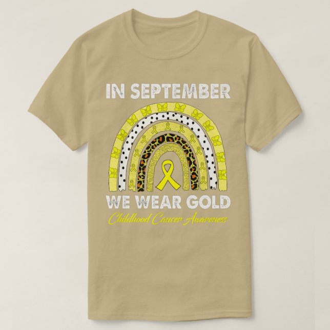 Regnbåge i september vi Bära Guld barncancer T Shirt (Design framsida)