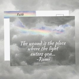 Regnbåge i Stormig Himmel Rumi Citat Fotografisk Vykort