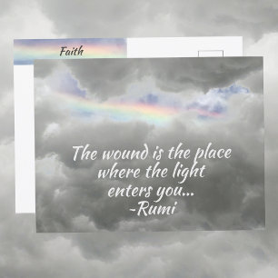 Regnbåge i Stormig Himmel Rumi Citat Fotografisk Vykort