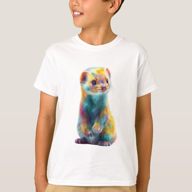 Regnbåge Illustration av Fretill Weasel Barn T Shirt (Framsida)