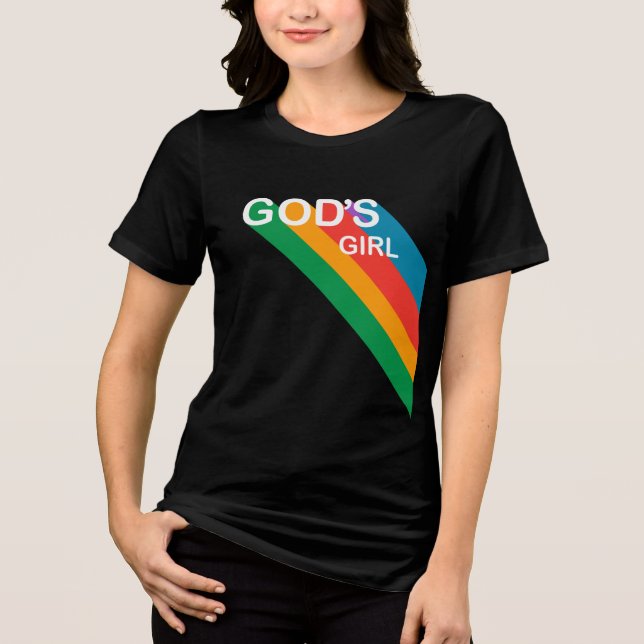 Regnbåge Inspirerande Guds Tjej Kristen T Shirt (Framsida)