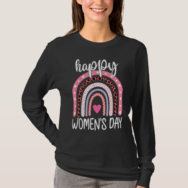 Regnbåge Internationell Kvinnodagen Lycklig Kvinno T Shirt (Framsida)