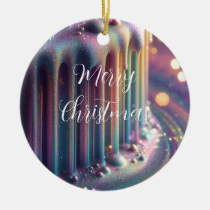 Regnbåge Iridescent Flytande Droppar Jul Julgransprydnad Keramik