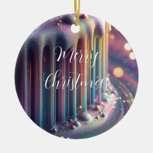 Regnbåge Iridescent Flytande Droppar Jul Julgransprydnad Keramik (Framsidan)