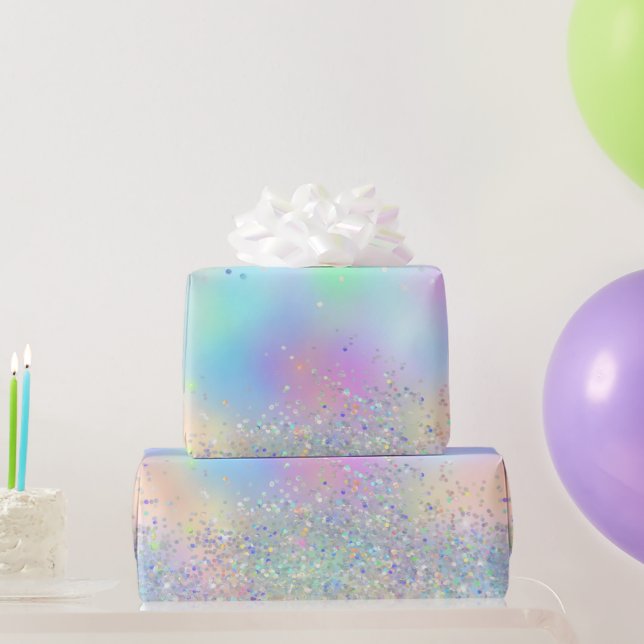 Regnbåge Iridescent Folie och Holografisk Glitter Presentpapper (Festgåvor)