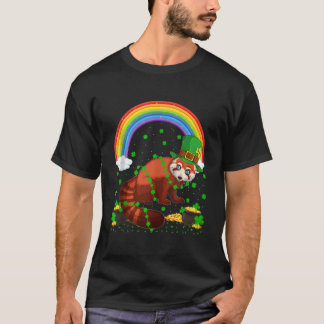 Regnbåge Irländsk Shamrock Röd Panda St Patricks D T Shirt