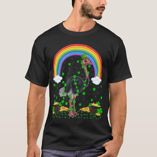 Regnbåge Irländsk Shamrock Struts Fågel St Patrick T Shirt (Framsida)