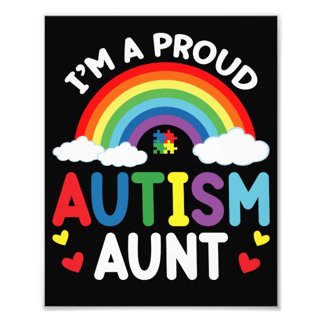 Regnbåge Jag Är En Stolt Autism Faster Autism Acce Fototryck (Framsidan)