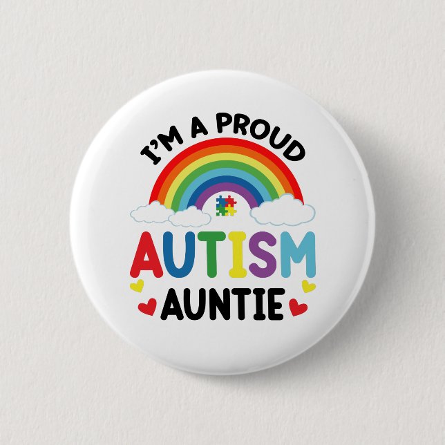 Regnbåge Jag Är En Stolt Autism Faster Autism Acce Knapp (Framsida)
