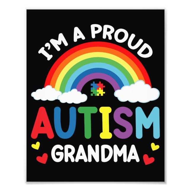 Regnbåge Jag Är En Stolt Autism Mormor Autism Medv Fototryck (Framsidan)