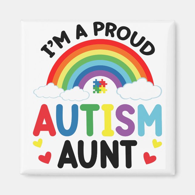 Regnbåge Jag Är En Stolt Autism Moster Autism Acce Magnet (Framsidan)