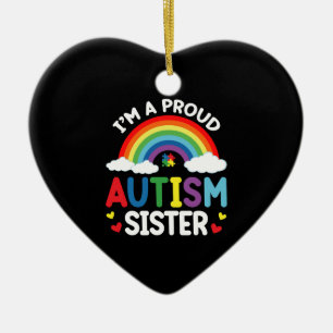 Regnbåge Jag Är En Stolt Autism-Syster Autism Medv Julgransprydnad Keramik