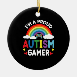 Regnbåge Jag Är En Stolt Autismspelare Autism Acce Julgransprydnad Keramik