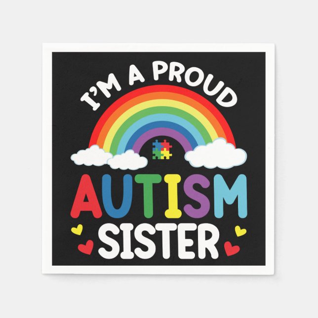 Regnbåge Jag Är En Stolt Autismsyster Autism Accep Pappersservett (Framsidan)