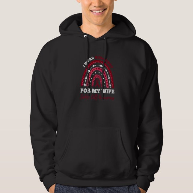 Regnbåge Jag Bär Vinröd För Min Hustru Sickle Cell Hoodie (Framsida)