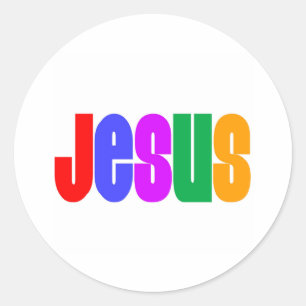 Regnbåge Jesus Runt Klistermärke