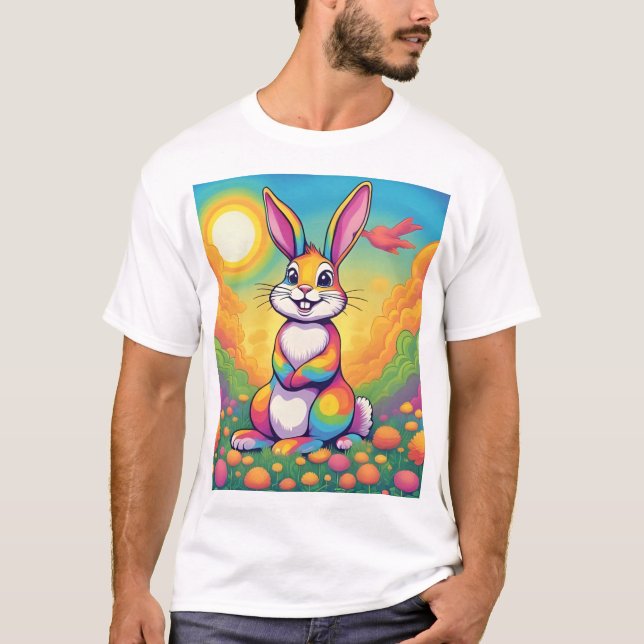 Regnbåge Kanin T Shirt (Framsida)