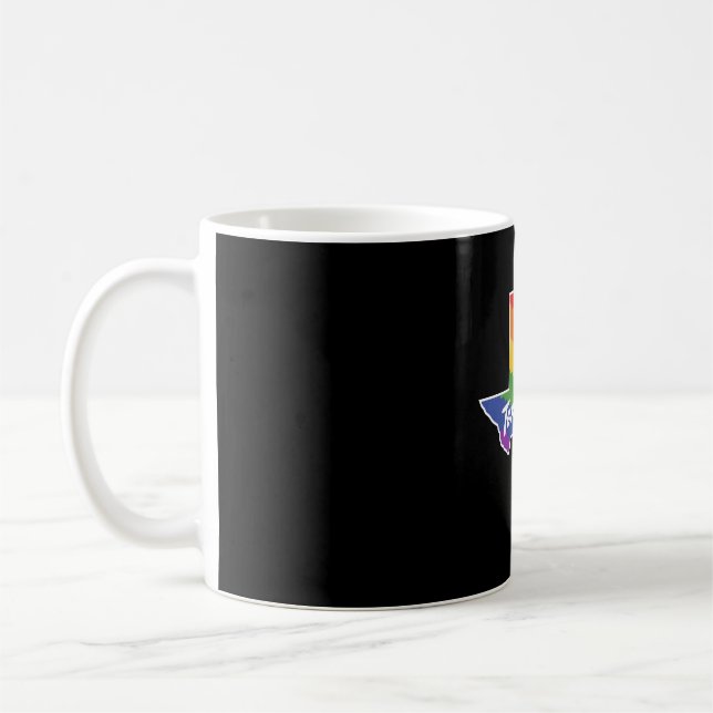 Regnbåge Karta i Texas Design för stolta LGBT+ Tex Kaffemugg (Vänster)