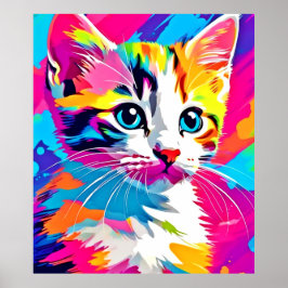 Regnbåge Kat: Vivid Porträtt Poster