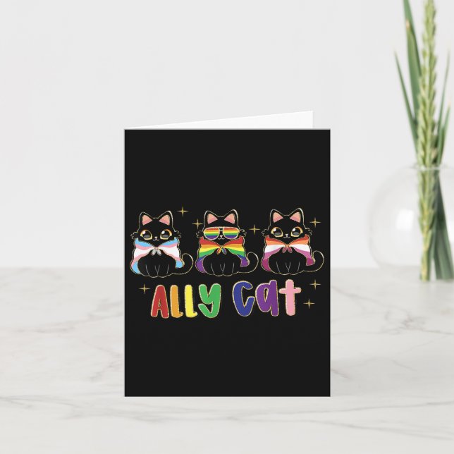 Regnbåge Katt Allierad Lgbt Stolthetsflagga Gay St Kort (Framsida)