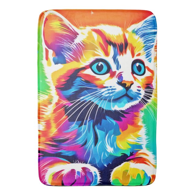 Regnbåge Katt Drömmar Badrumsmatta (Framsidan (Vertikal))
