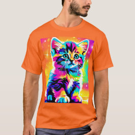 Regnbåge Katt Porträtt T Shirt