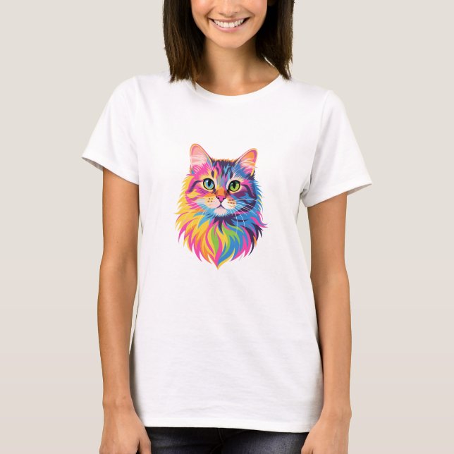 Regnbåge - Kattdjur konst - Vibrant Vector T Shirt (Framsida)