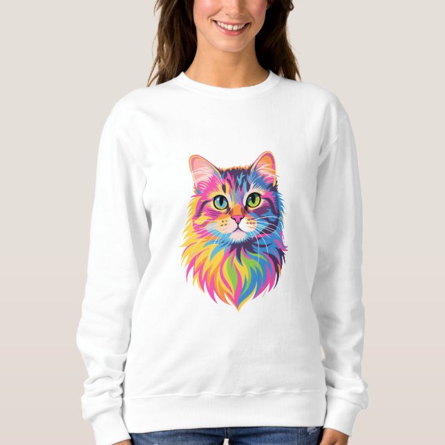 Regnbåge - Kattdjur konst - Vibrant Vector T Shirt (Framsida)