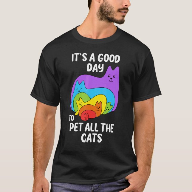 Regnbåge Kattunge Kattmamma T Shirt (Framsida)