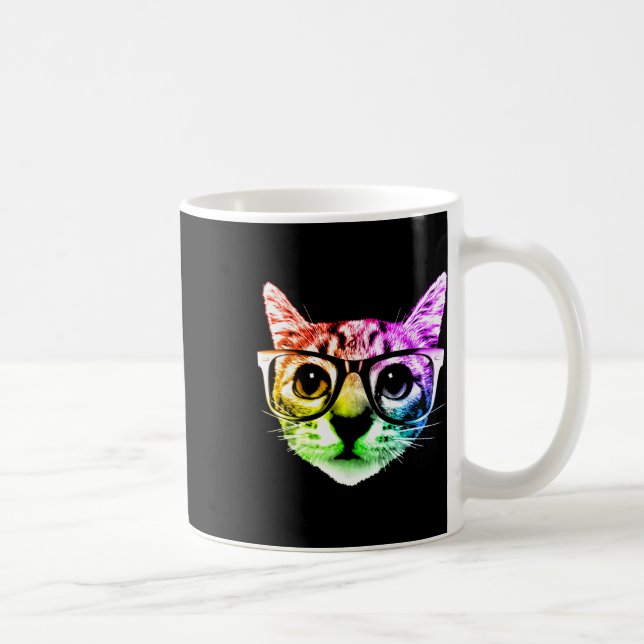 Regnbåge Kattunge med glasögon Kaffemugg (Höger)