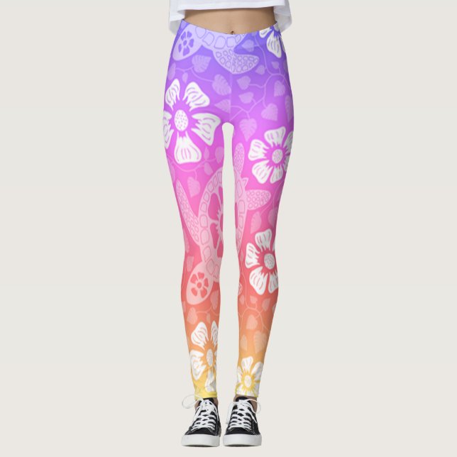 Regnbåge Kauai Sköldpaddor Leggings (Framsida)