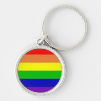 Regnbåge-keychain Rund Silverfärgad Nyckelring
