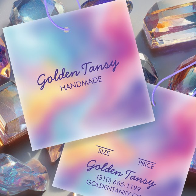 Regnbåge Kläder Smycken Pris Storlek Hängande Märk Fyrkantigt Visitkort (Rainbow Blue CUSTOM Clothing Jewelry Price Size Hang Tag
)