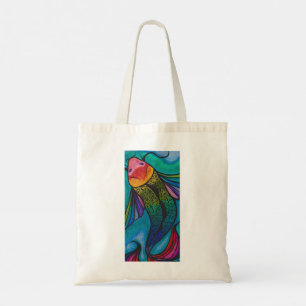 Regnbåge Koi Fish Tote Bag Färgfläckar på fisk Tygkasse