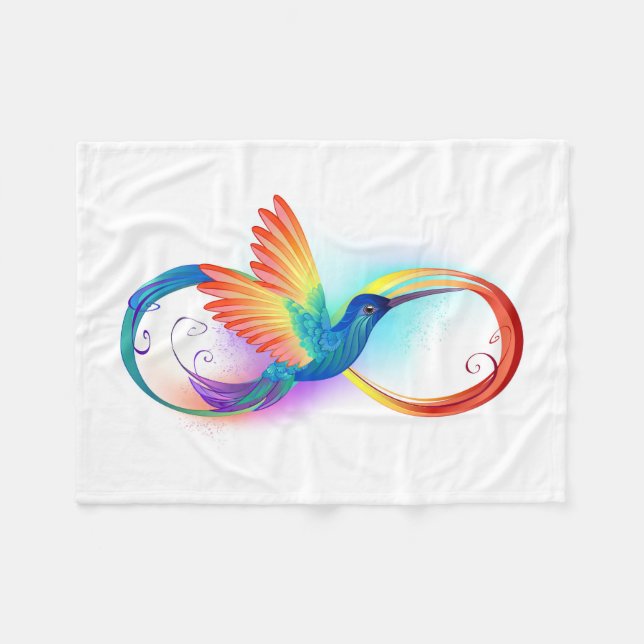 Regnbåge Kolibri med Oändlighetssymbol Fleecefilt (Framsidan (Horisontell))