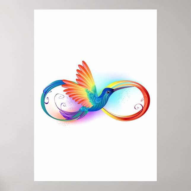 Regnbåge Kolibri med Oändlighetssymbol Poster (Framsidan)
