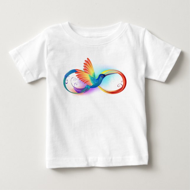 Regnbåge Kolibri med Oändlighetssymbol T Shirt (Framsida)