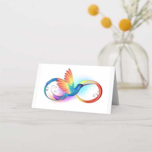Regnbåge Kolibri med Oändlighetssymbol Tidsbeställning Kort (Framsida)