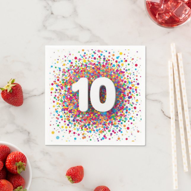 Regnbåge Konfetti 1-års Födelsedags Servetter Färg (Insitu)