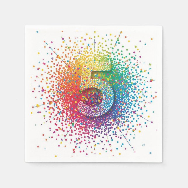 regnbåge konfetti födelsedag, 1:a födelsedags serv pappersservett (Framsidan)