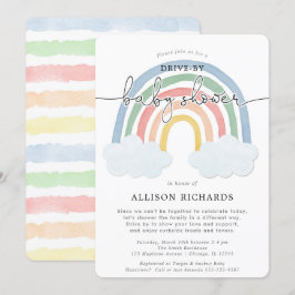 Regnbåge kör genom babyduschen inbjudningar