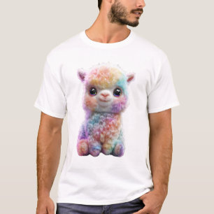 Regnbåge Kosmisk Glitter Luffig Pastell Alpaca Män T Shirt