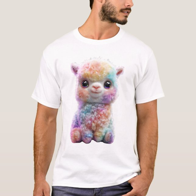 Regnbåge Kosmisk Glitter Luffig Pastell Alpaca Män T Shirt (Framsida)