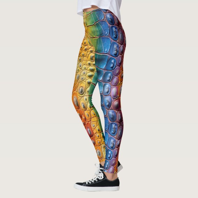 Regnbåge krokodilläder leggings (Vänster)
