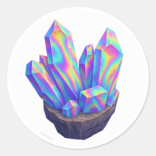 Regnbåge Krom Kristall Runt Klistermärke