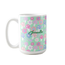 Regnbåge, kuggsvampar och blommor